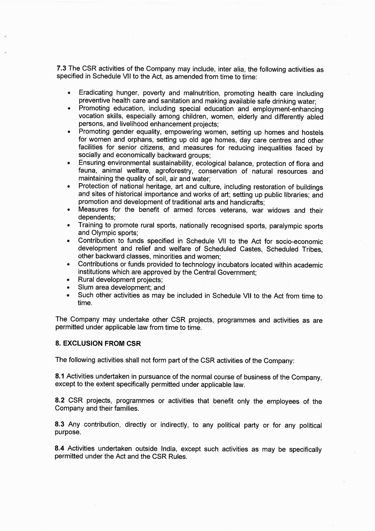 Taikisha CSR Policy Initiative